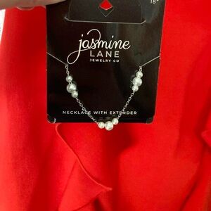 Faux Pearl and silver knecklace with extension 18in NWT Jasmine Lane
